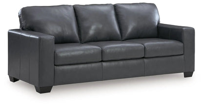 Bolsena sofa, charcoal gray leather, stationary three-seat sofa by Unique Piece Furniture on Tampa Home & Garden Store