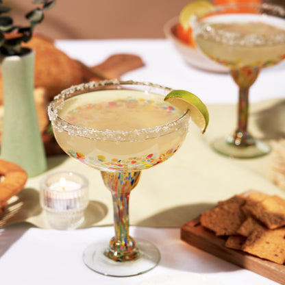Set of Two Handblown Mexican Margarita Glasses