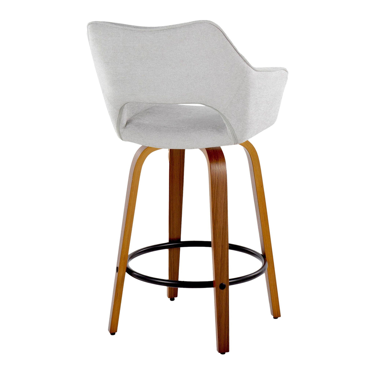 Counter stools set of 2 in light gray fabric with back and wooden legs, footrest ring HouseOfZazla on Tampa Home & Garden Store
