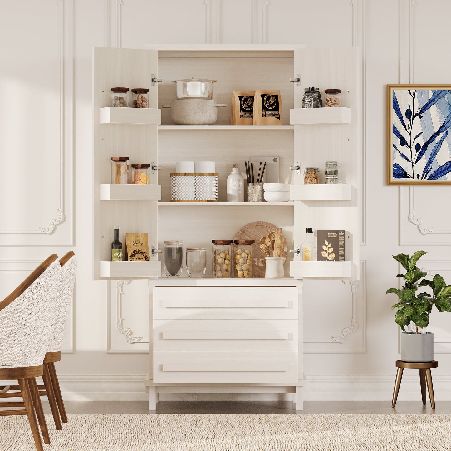 70-inch Kitchen Pantry Cabinet with solid wood handles and adjustable storage by HouseOfZazla on Tampa Home & Garden Store