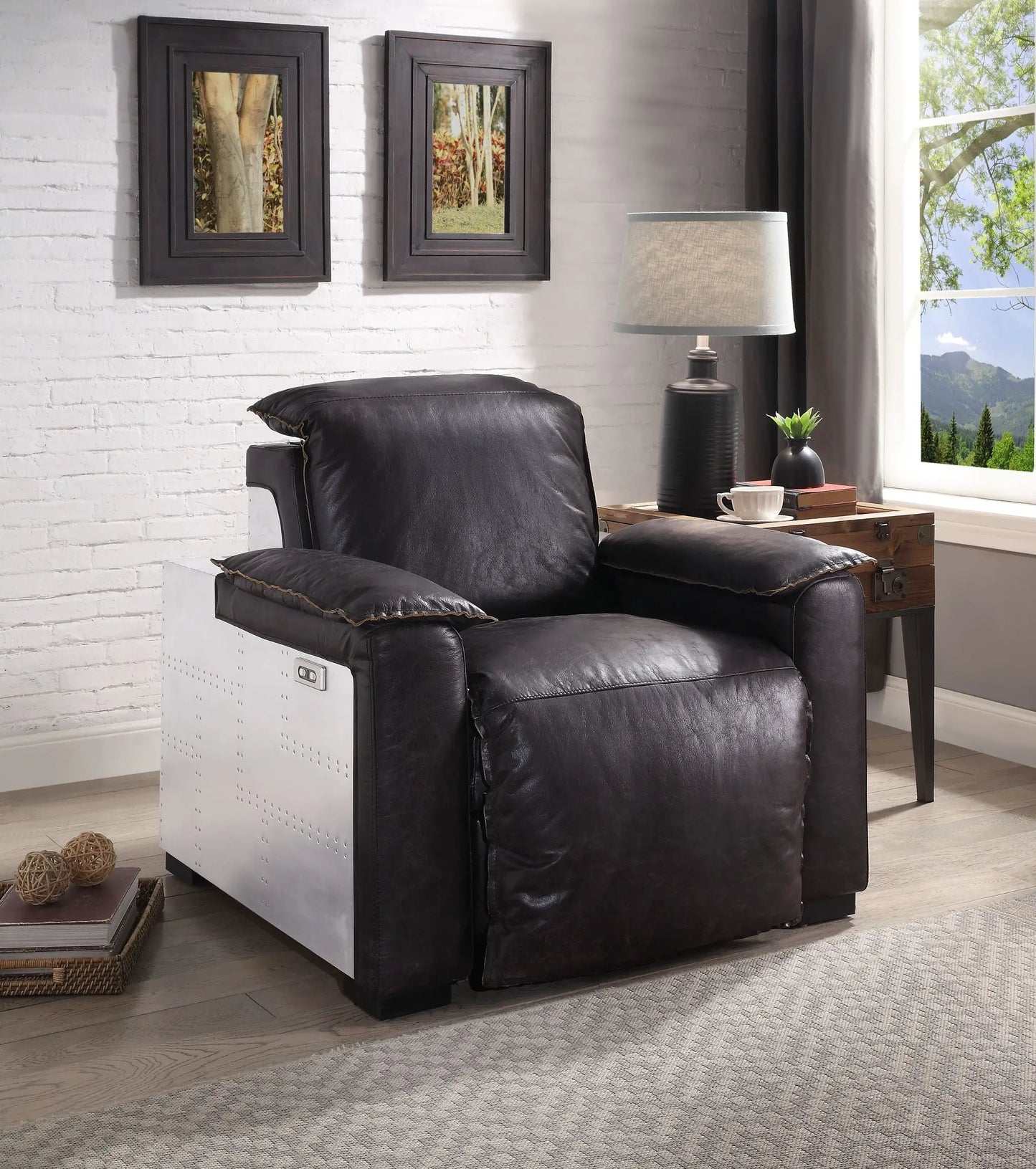 Misezon top-grain leather power motion recliner in dark brown by Unique Piece Furniture on Tampa Home & Garden Store