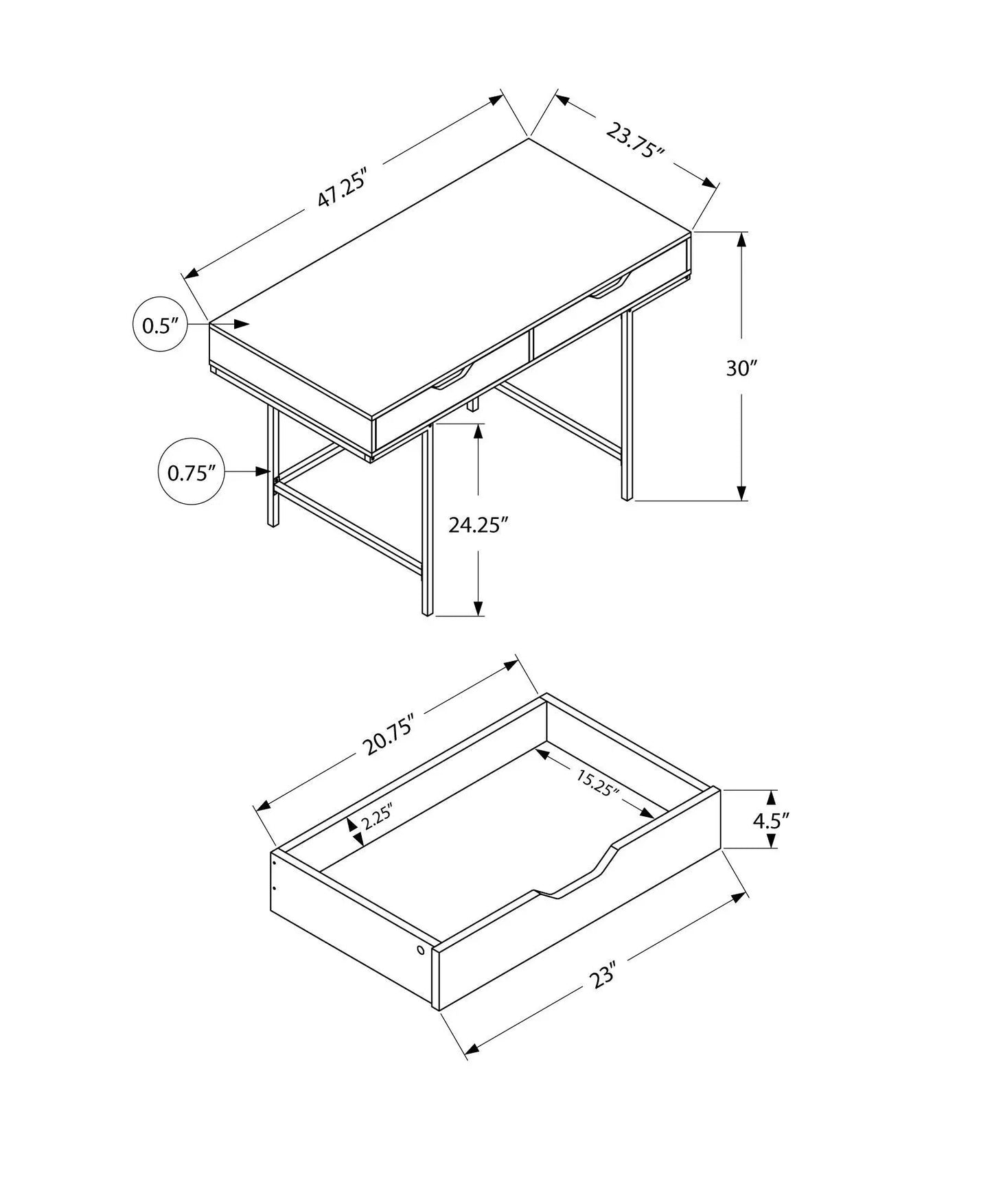 Computer Desk for Home Office with Marble Look