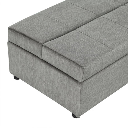 Twin size ottoman sleeper bed with mattress in gray fabric, tufted panels and rounded feet on Tampa Home & Garden Store
