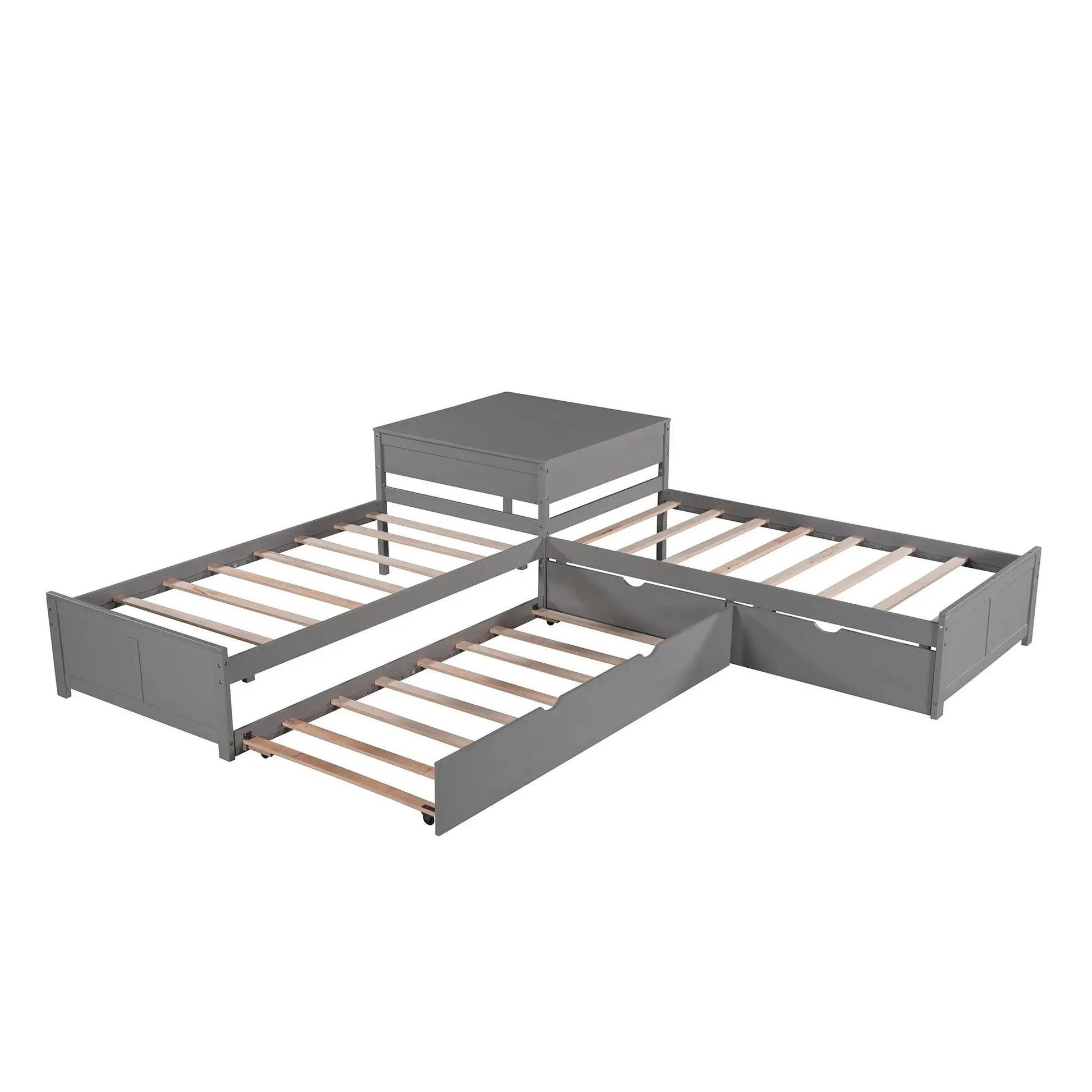 Gray L-shaped platform bed with built-in desk, trundle, drawers Unique Piece Furniture on Tampa Home & Garden Store