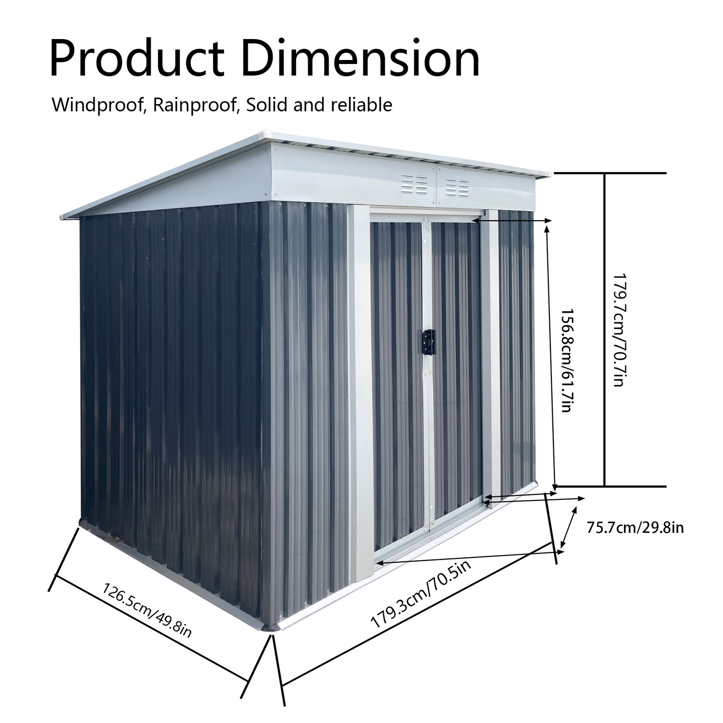 Outdoor storage shed 6ft x 4ft pent roof HouseOfZazla navy blue metal panels on Tampa Home & Garden Store