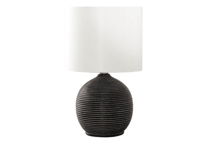 Table lamp black ribbed resin globe base with white fabric shade by HouseOfZazla on Tampa Home & Garden Store