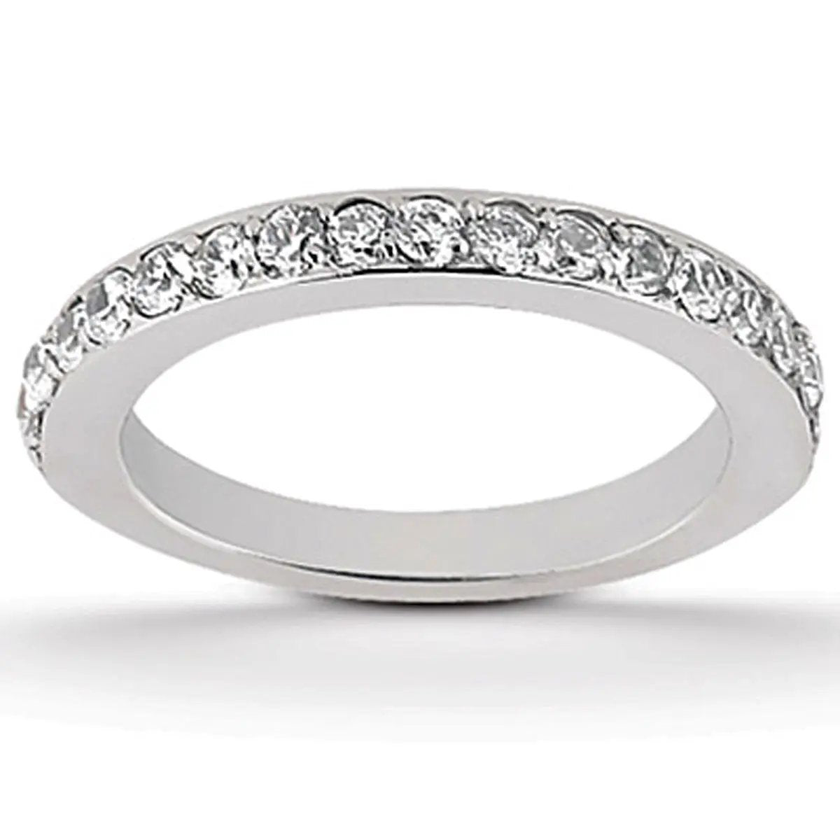 14k white gold pave diamond wedding ring band, half-around design on Tampa Home & Garden Store