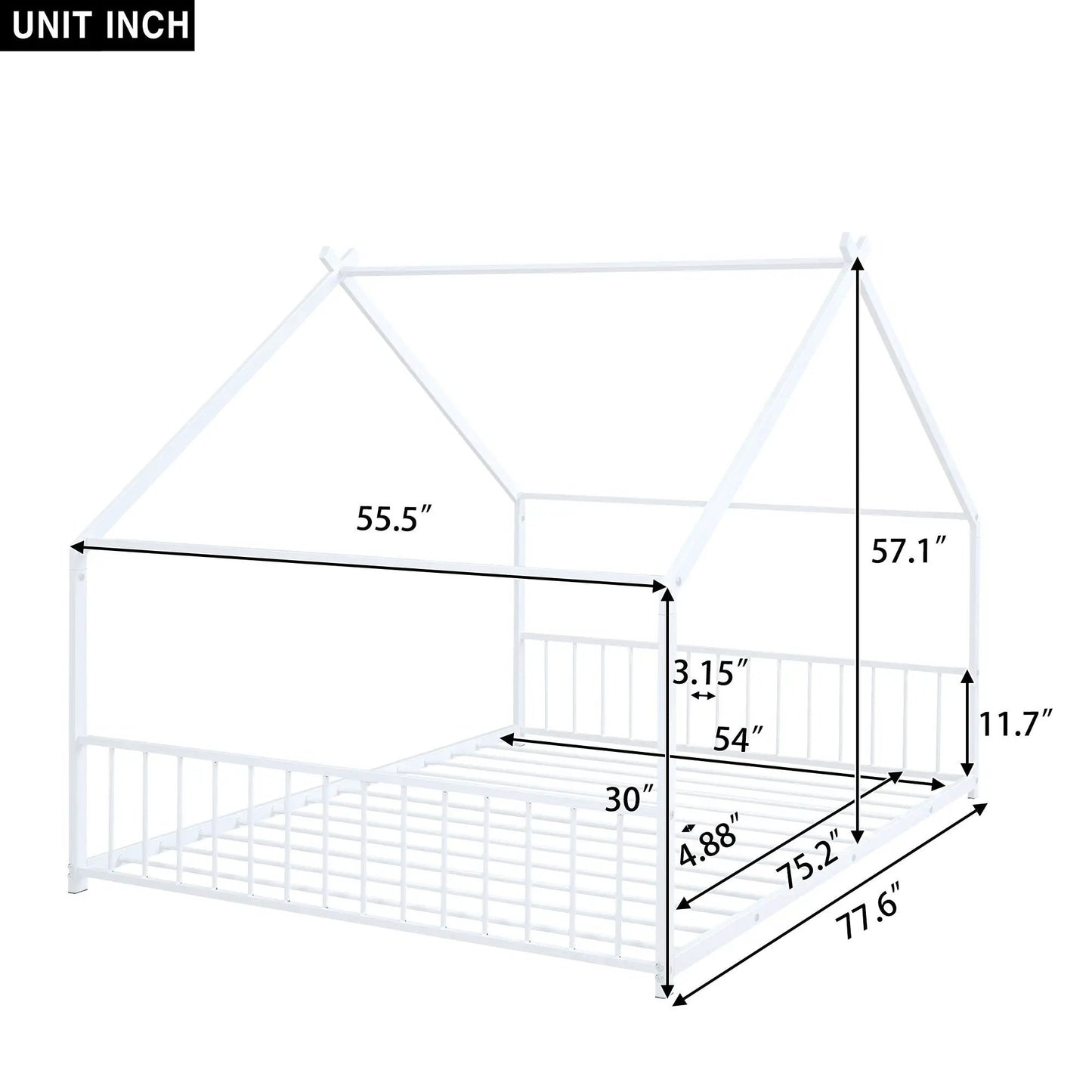 Metal House Bed with white metal canopy frame and house-shaped top Unique Piece Furniture on Tampa Home & Garden Store