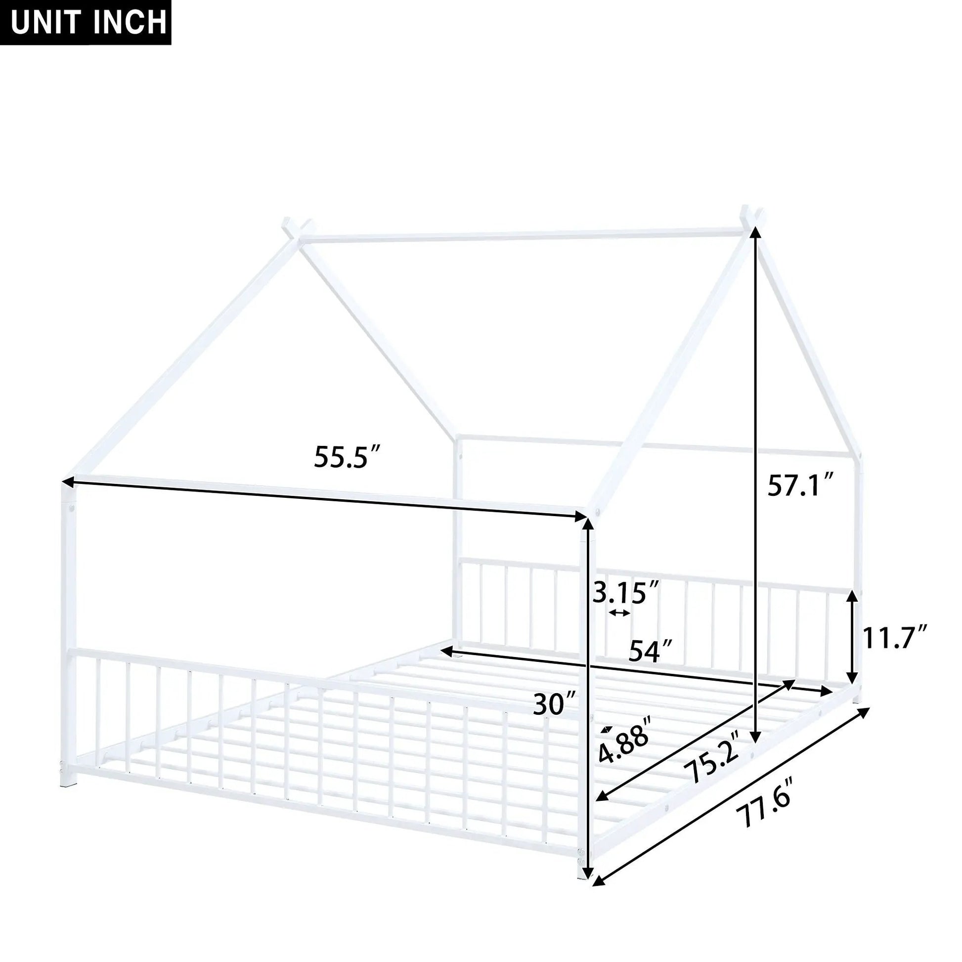 Metal House Bed with white metal canopy frame and house-shaped top Unique Piece Furniture on Tampa Home & Garden Store