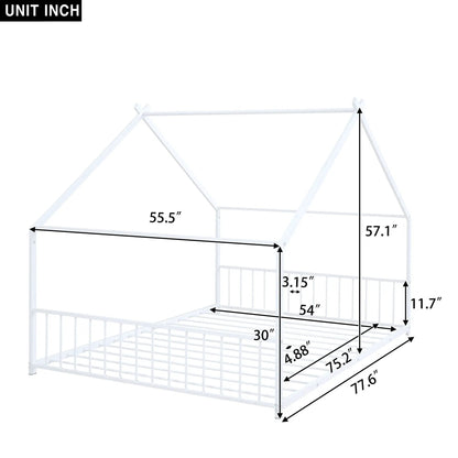 Metal House Bed with white metal canopy frame and house-shaped top Unique Piece Furniture on Tampa Home & Garden Store