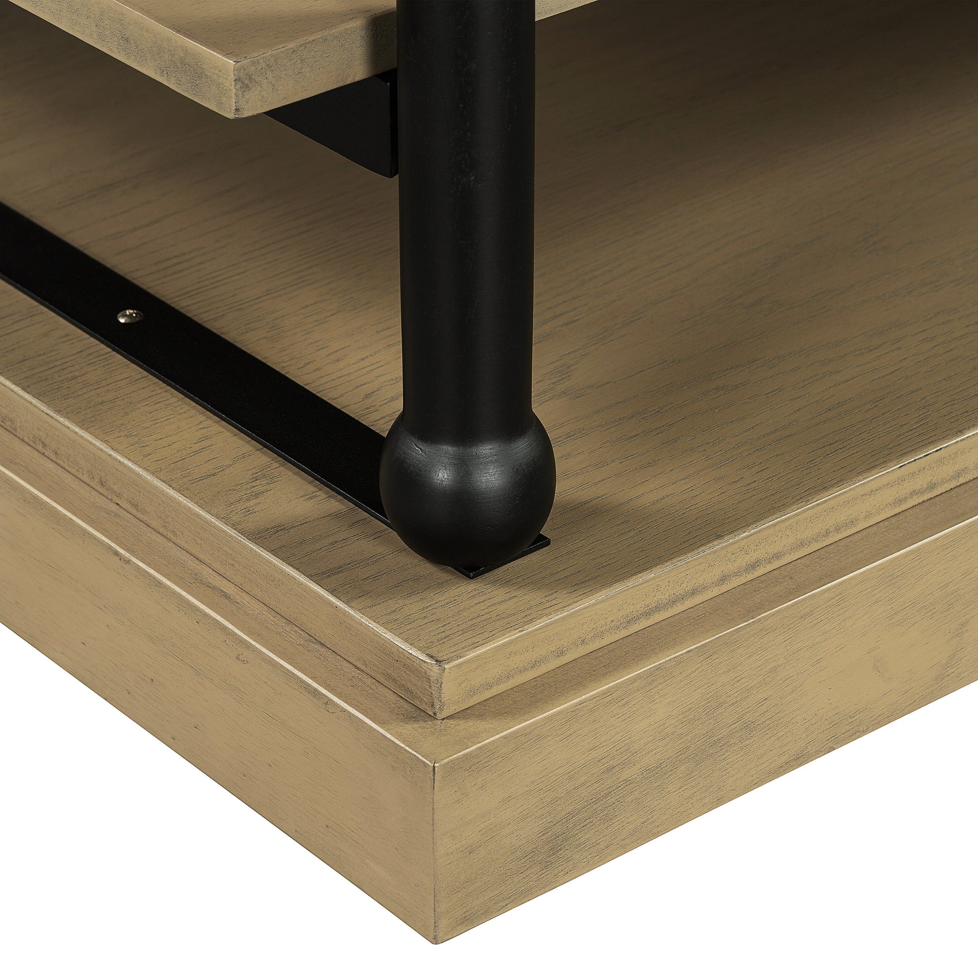 Coffee table by HouseOfZazla with light wood top, black legs and open storage shelves on Tampa Home & Garden Store