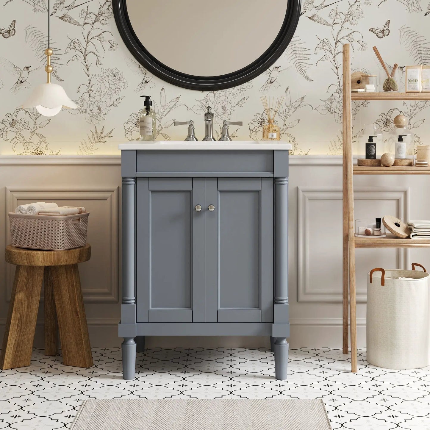 Bathroom Vanity with Top Sink and Dual Storage
