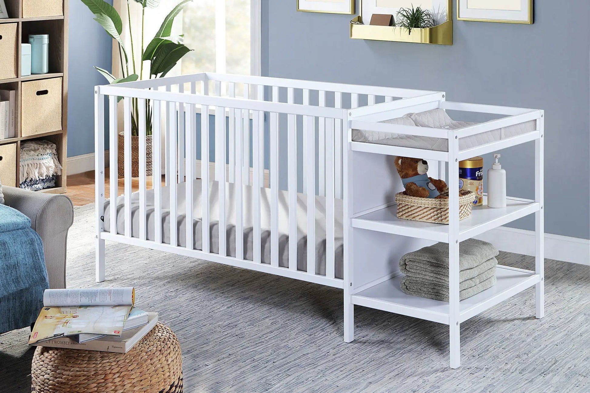 Palmer 3-in-1 Convertible Crib/Changer, white painted wood, by Unique Piece Furniture on Tampa Home & Garden Store