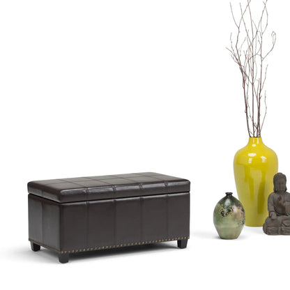 Amelia storage ottoman black leather stitched by Unique Piece Furniture on Tampa Home & Garden Store