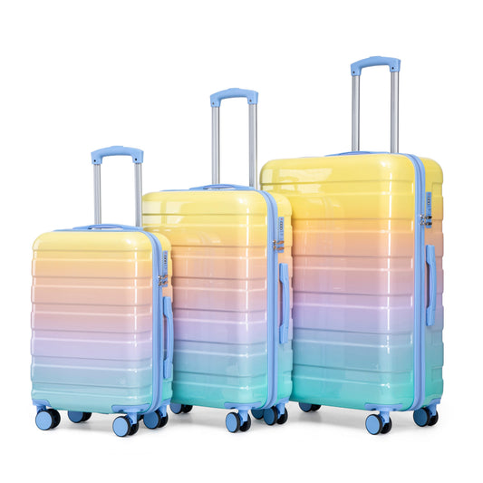 3-Piece PC Spinner Wheel Luggage Set in pastel gradient hard cases by HouseOfZazla on Tampa Home & Garden Store