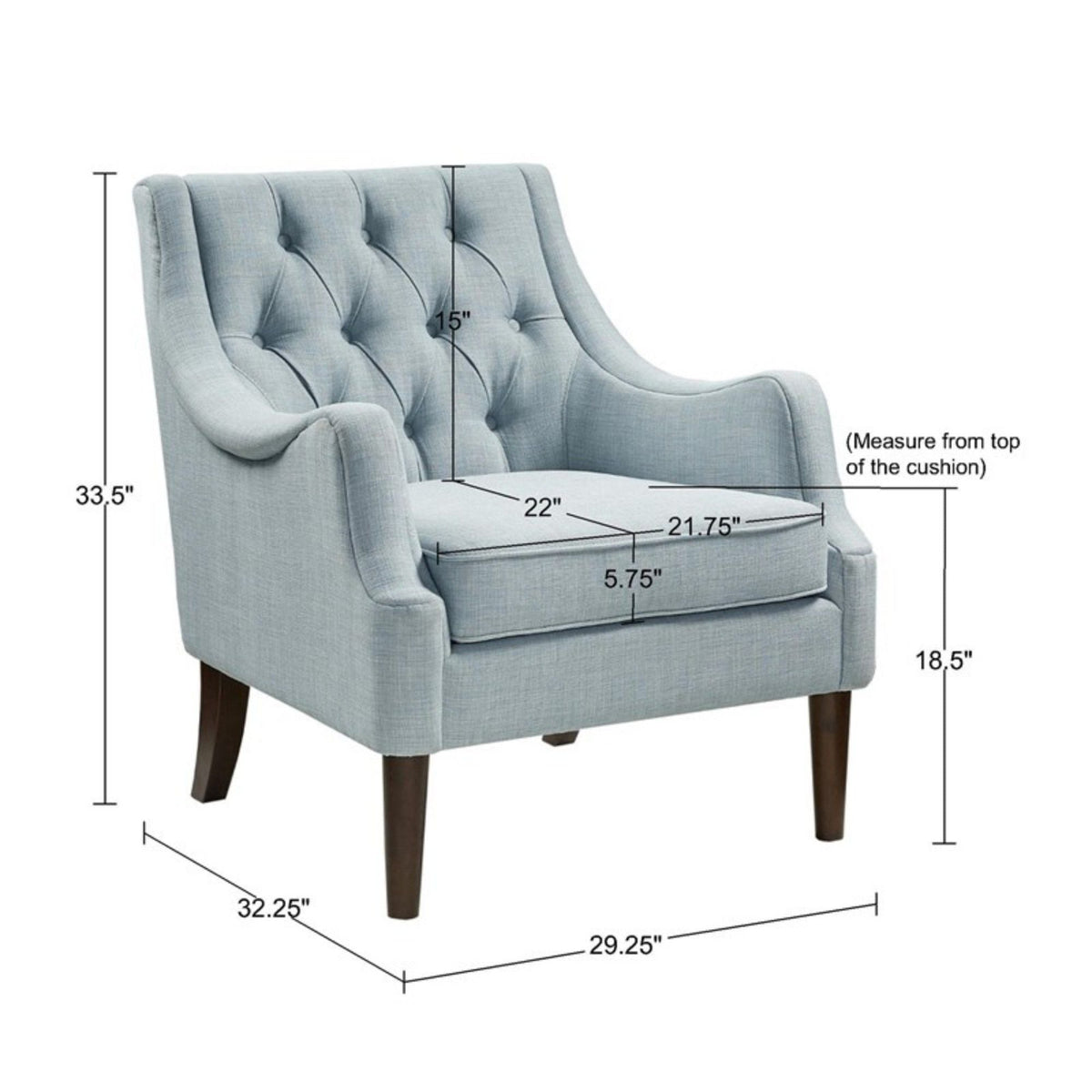 Button tufted accent chair in light blue with removable cushion by HouseOfZazla on Tampa Home & Garden Store