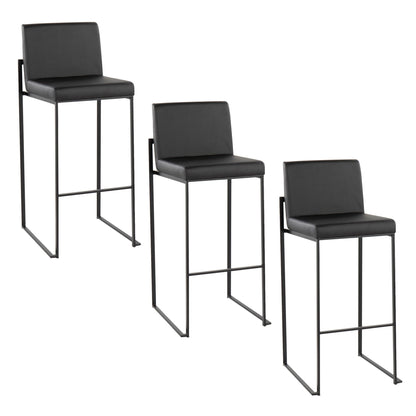 High-back black bar stools with upholstered seats and slim metal frames; 3 stools on Tampa Home & Garden Store