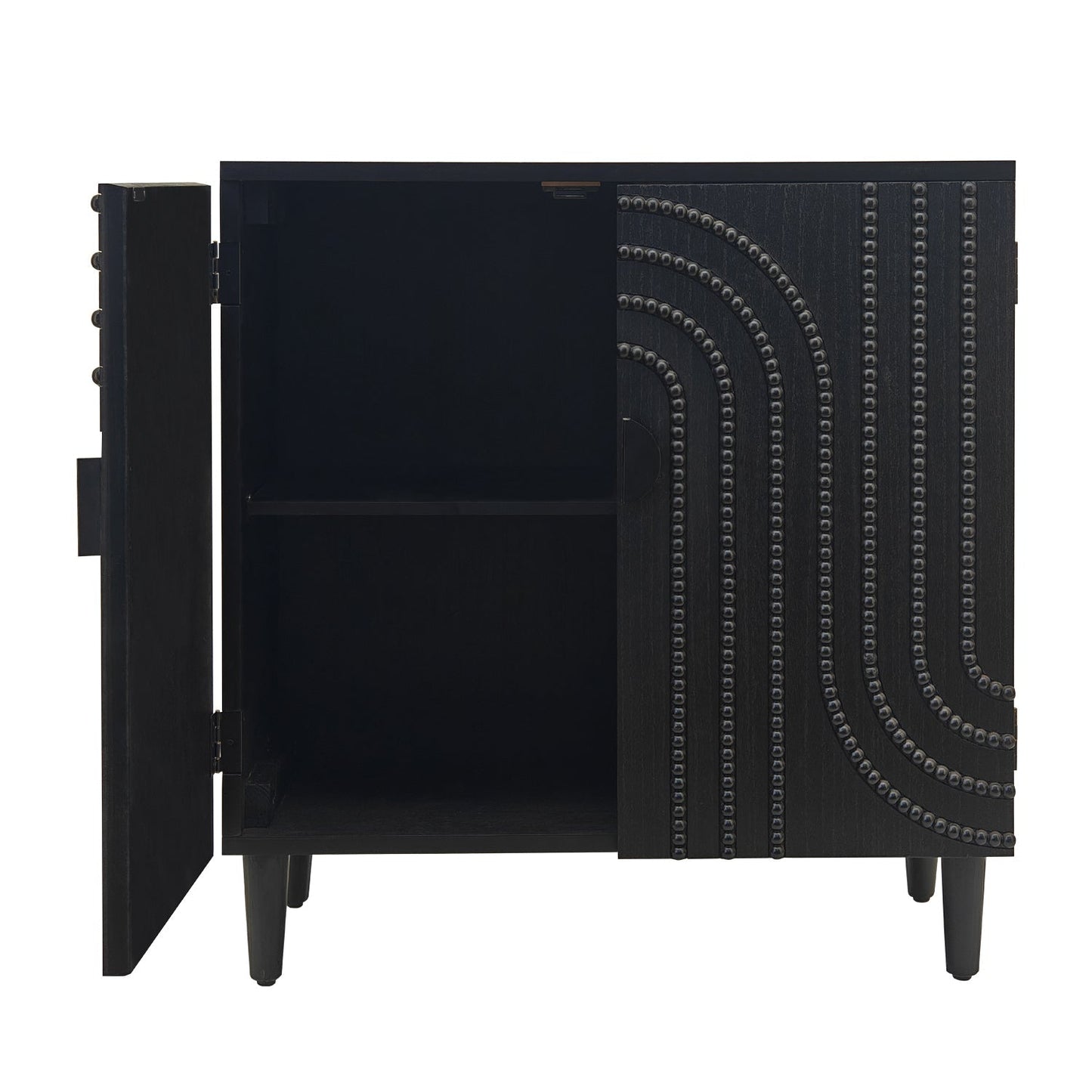 Modern Black Wood Storage Cabinet with decorative beaded door, HouseOfZazla, interior shelf on Tampa Home & Garden Store