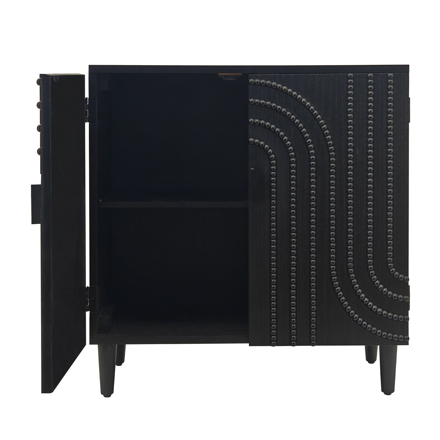 Modern Black Wood Storage Cabinet with decorative beaded door, HouseOfZazla, interior shelf on Tampa Home & Garden Store