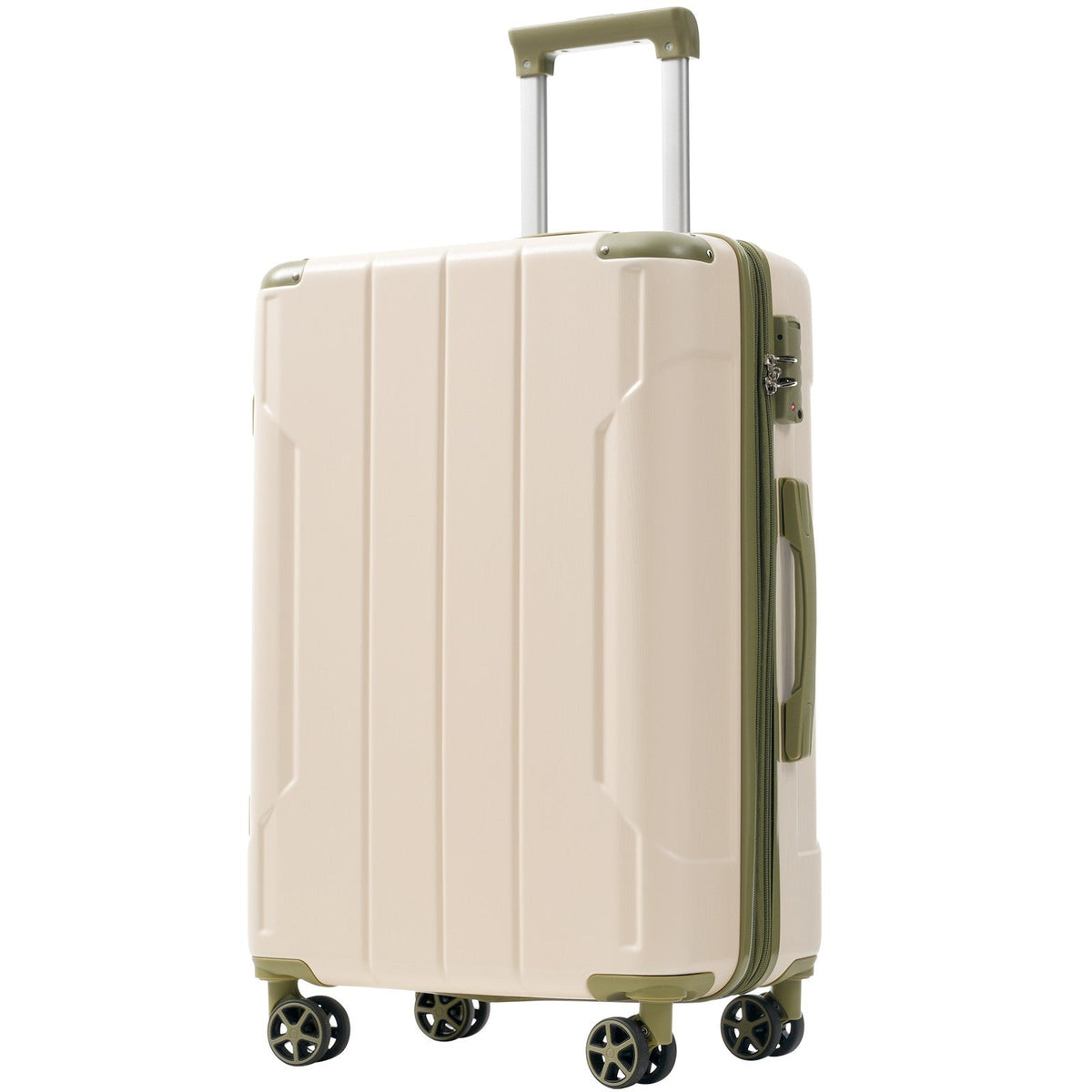 GigaTech 3-Piece expandable hard-shell luggage set beige with olive trim TSA lock HouseOfZazla on Tampa Home & Garden Store