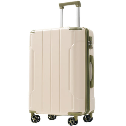 GigaTech 3-Piece expandable hard-shell luggage set beige with olive trim TSA lock HouseOfZazla on Tampa Home & Garden Store