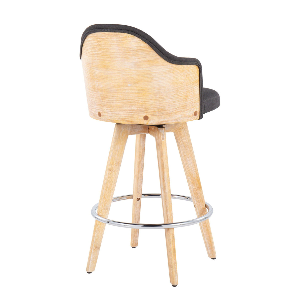 Contemporary fixed-height counter stool with bamboo back and black cushion chrome footrest on Tampa Home & Garden Store