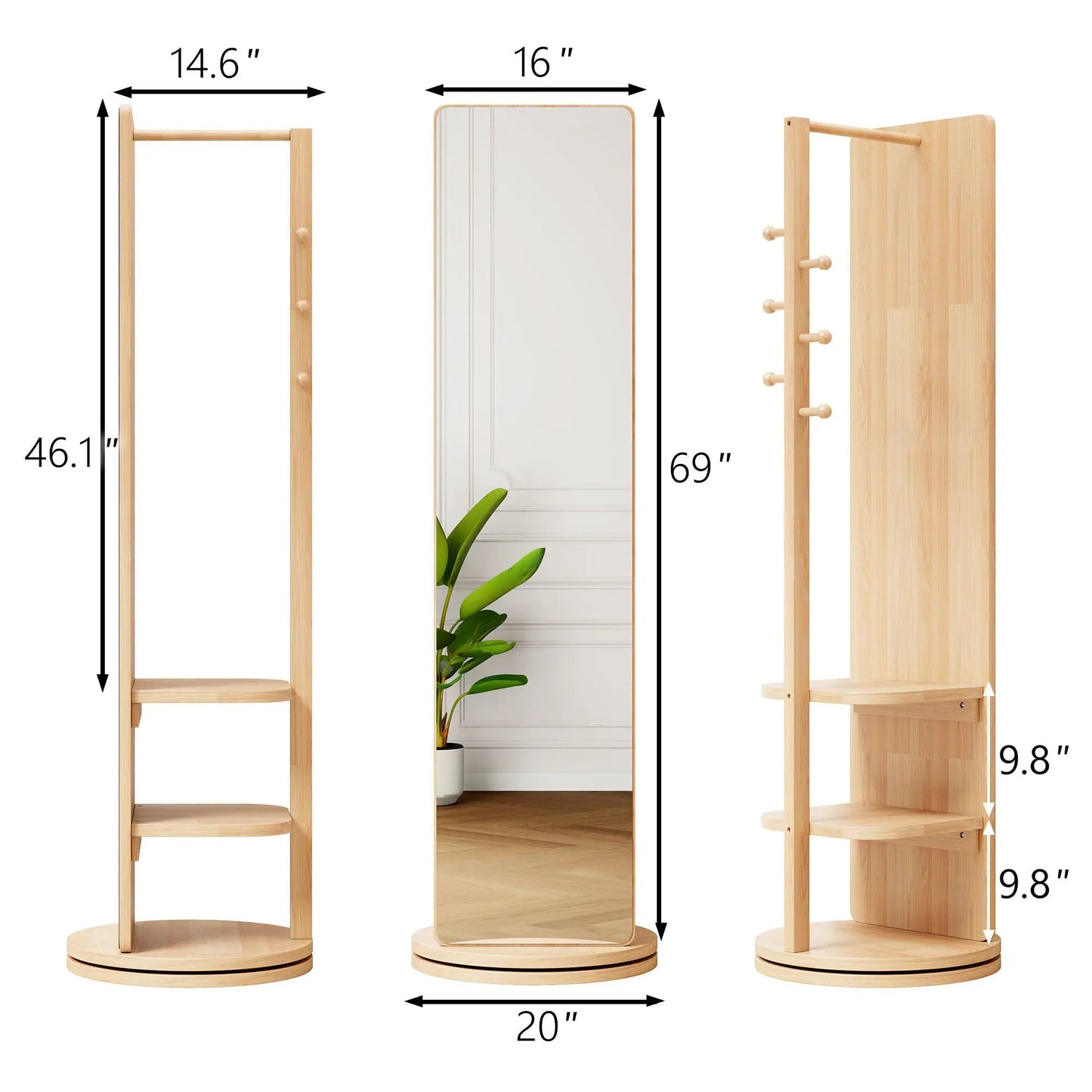 3 In 1 Full Length Clothing Mirror with wooden freestanding frame by Unique Piece Furniture on Tampa Home & Garden Store