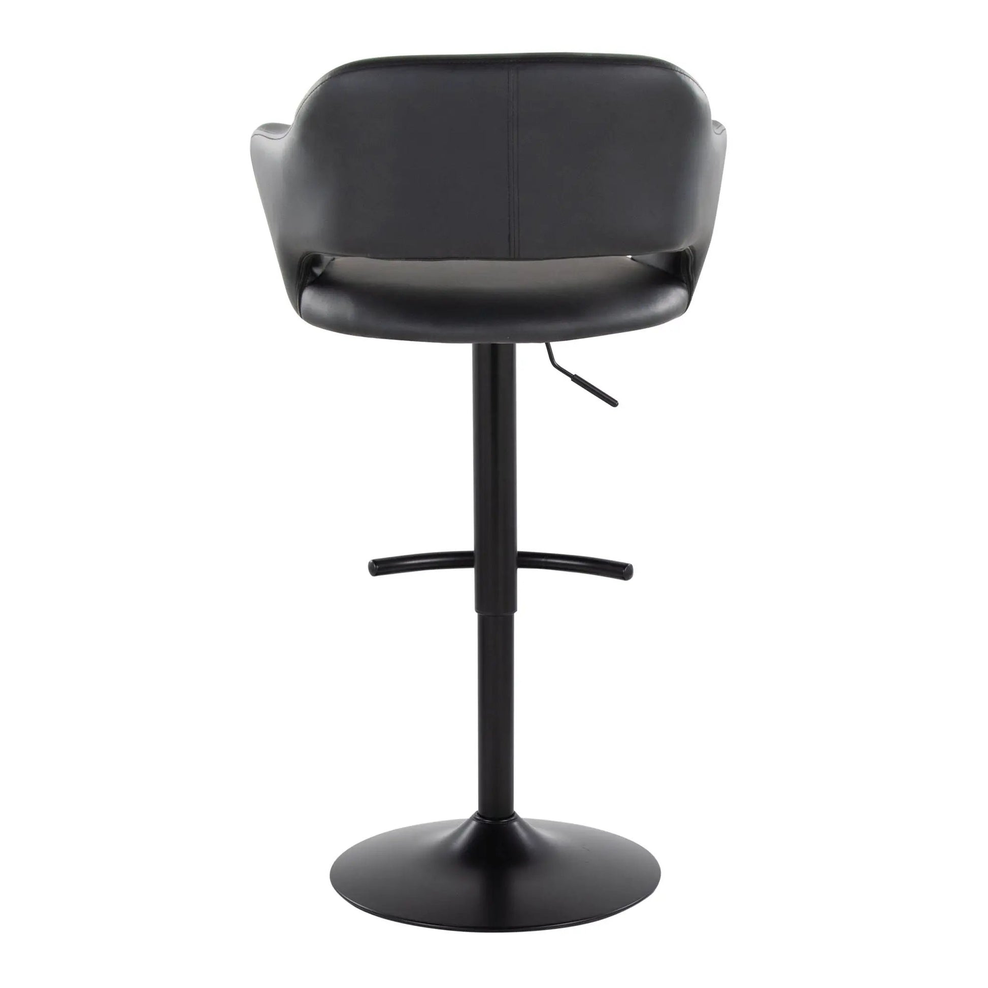 Margarite adjustable barstool set of 2, black faux leather, swivel with rounded T footrest on Tampa Home & Garden Store