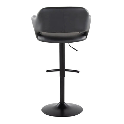 Margarite adjustable barstool set of 2, black faux leather, swivel with rounded T footrest on Tampa Home & Garden Store