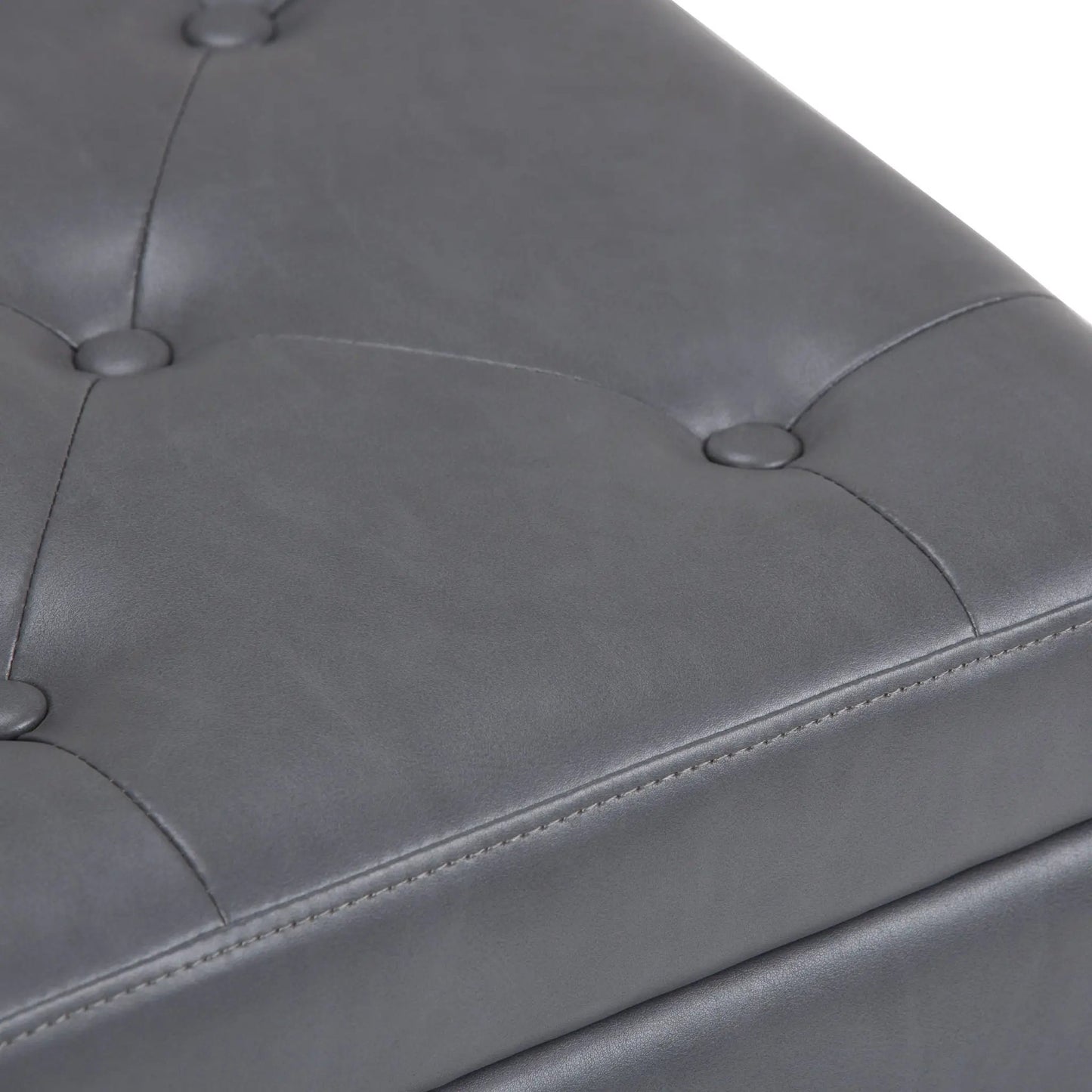 Hamilton Storage Ottoman in gray faux leather with tufted button top by Unique Piece Furniture on Tampa Home & Garden Store