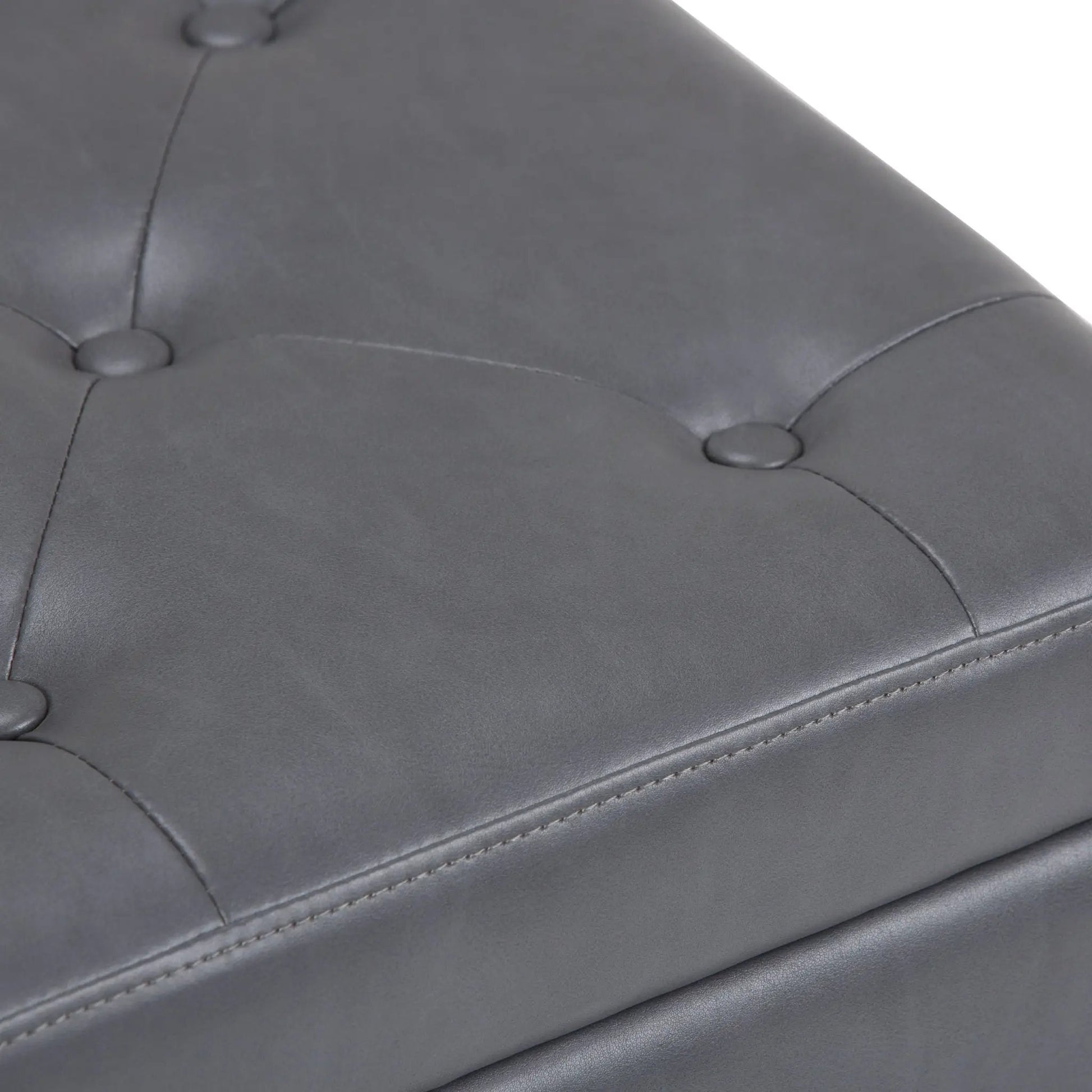 Hamilton Storage Ottoman in gray faux leather with tufted button top by Unique Piece Furniture on Tampa Home & Garden Store