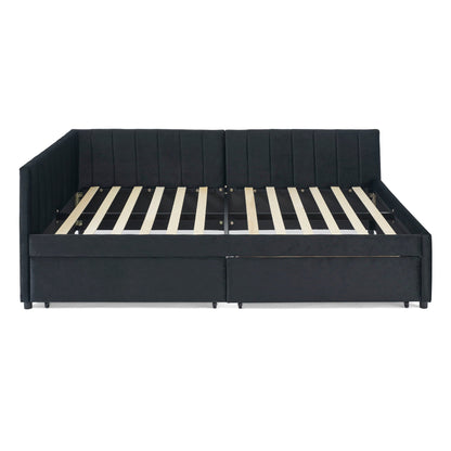 Upholstered Tufted Daybed Frame with Storage