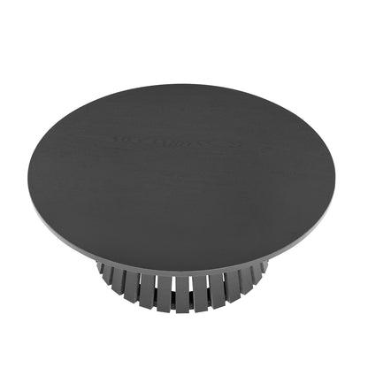 Layla End Table round black wood-grain top with slatted pedestal base HouseOfZazla on Tampa Home & Garden Store