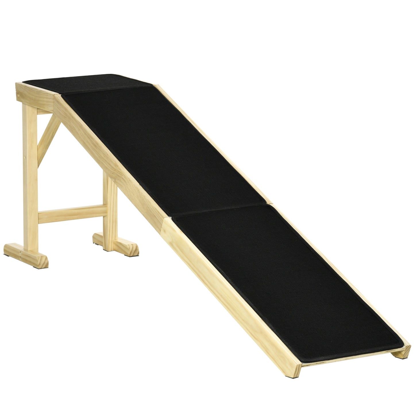 PawHut Dog Ramp for Bed with Non-Slip Carpet wooden frame black ramp surface on Tampa Home & Garden Store