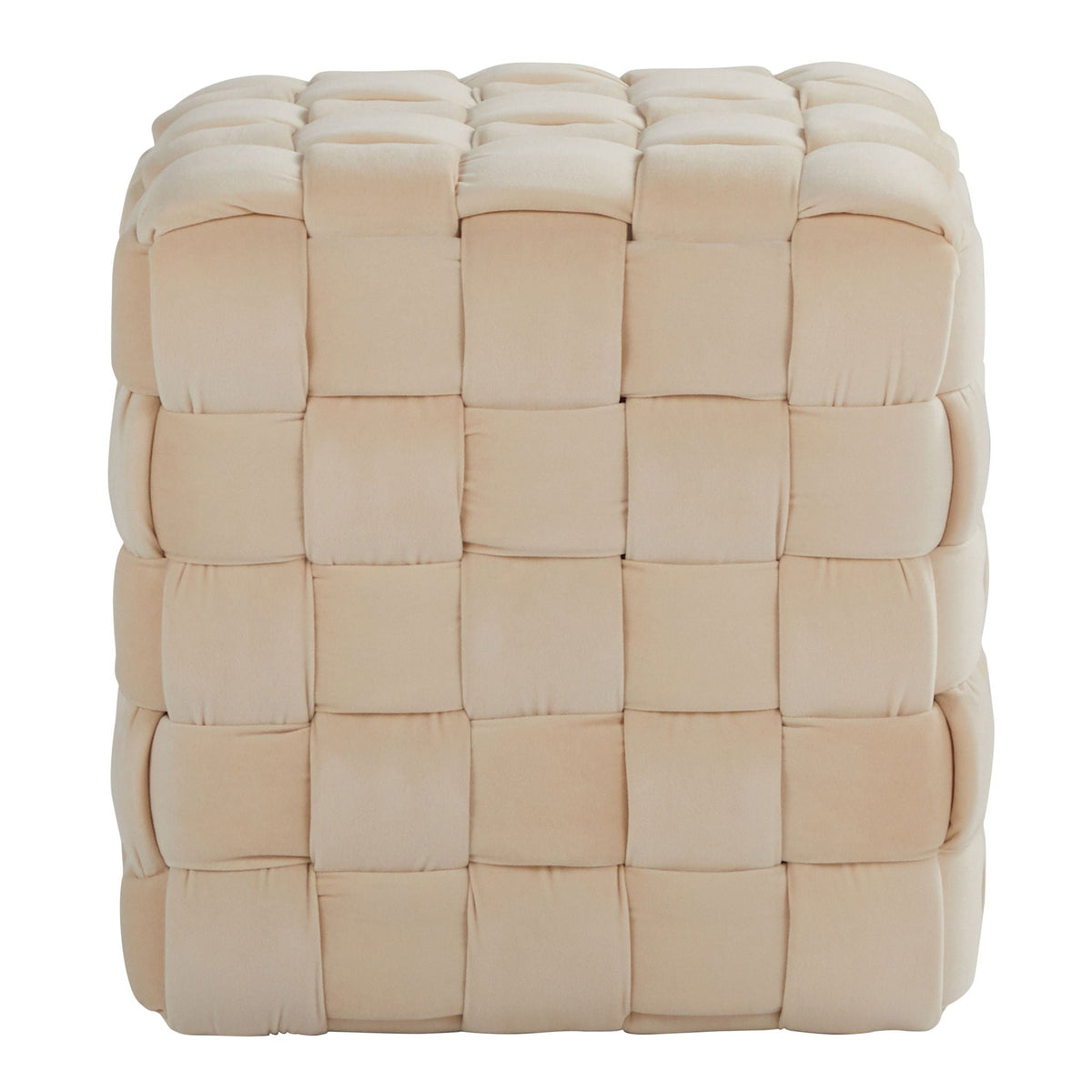 Square braided ottoman with beige braided upholstery, accent furniture on Tampa Home & Garden Store