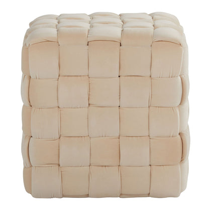 Square braided ottoman with beige braided upholstery, accent furniture on Tampa Home & Garden Store