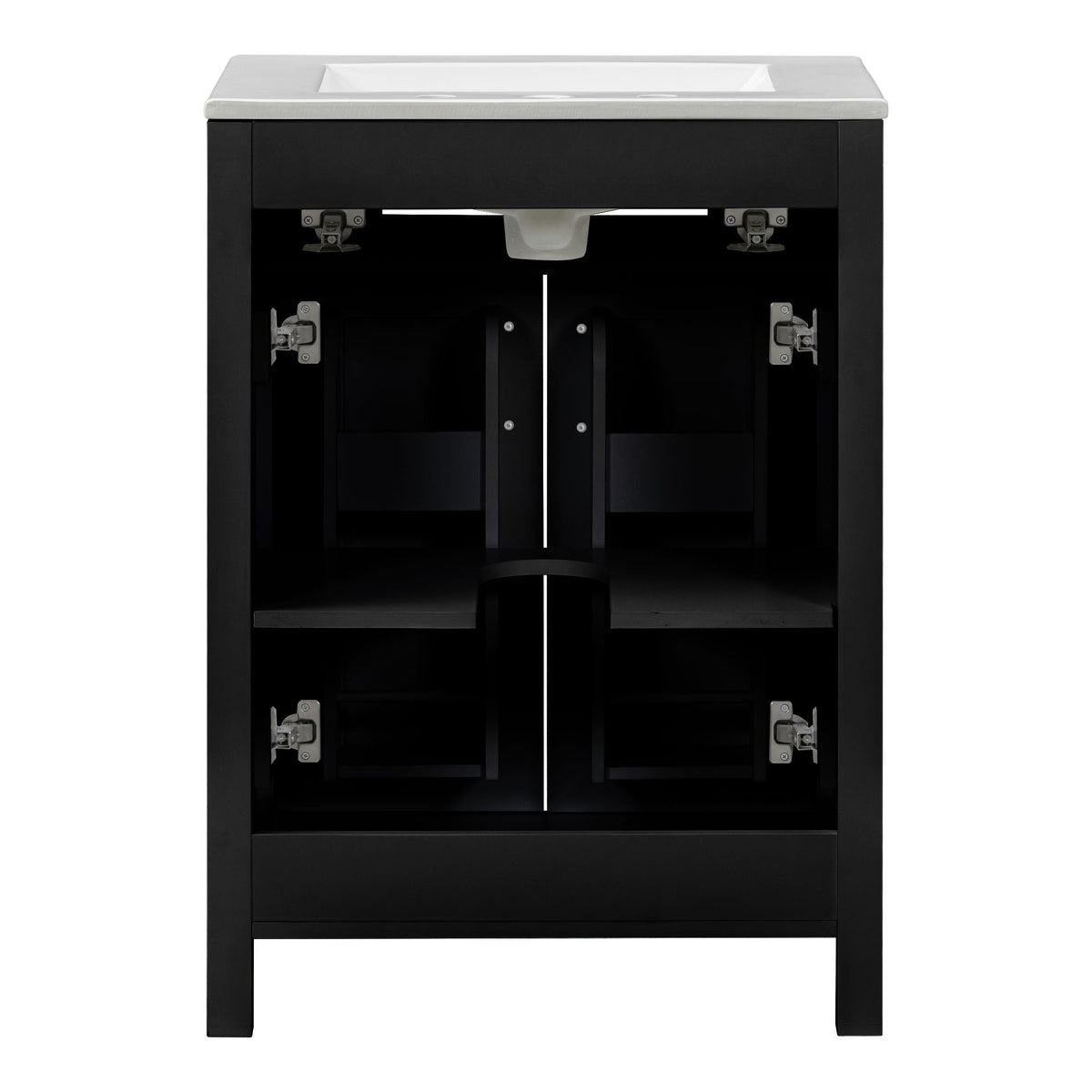 Modern black vanity with white top and soft-close cabinet doors HouseOfZazla on Tampa Home & Garden Store
