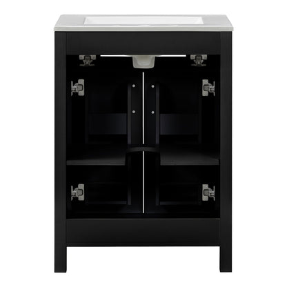 Modern black vanity with white top and soft-close cabinet doors HouseOfZazla on Tampa Home & Garden Store