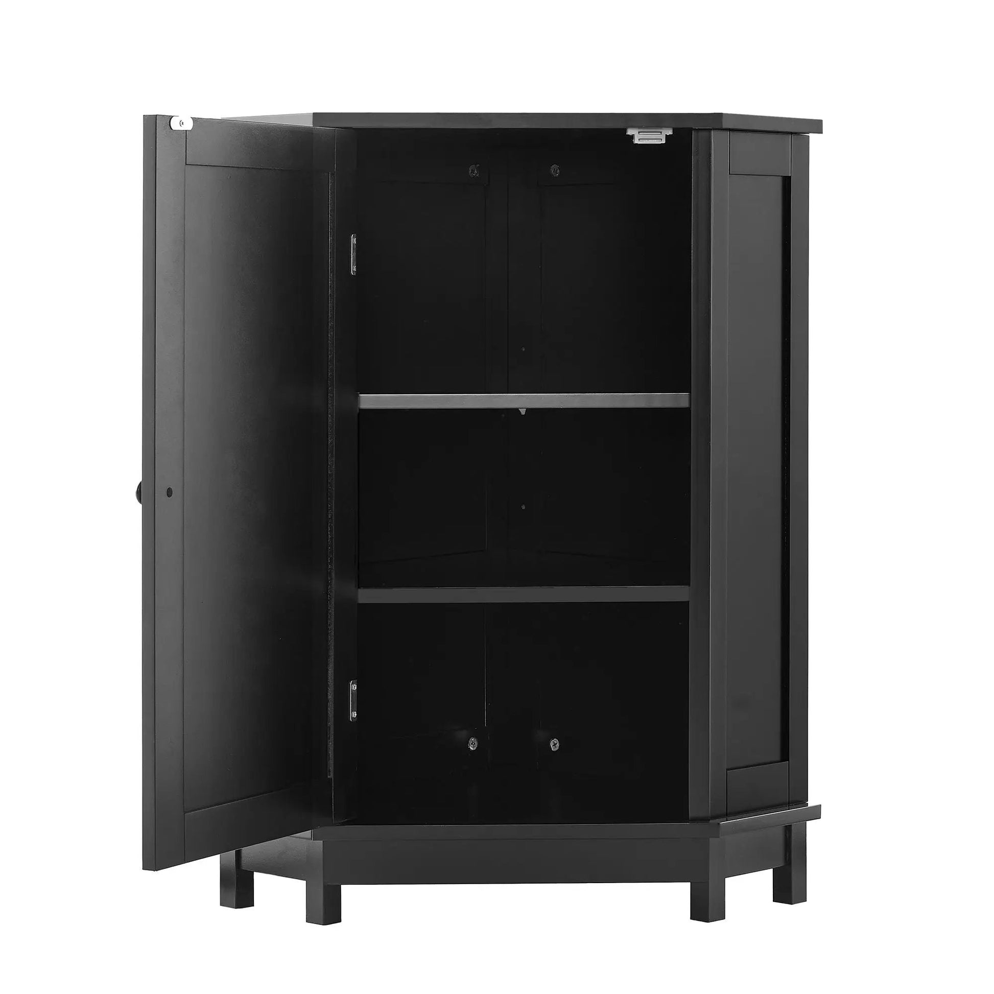 Bathroom triangle corner cabinet in black with adjustable shelf by Unique Piece Furniture on Tampa Home & Garden Store