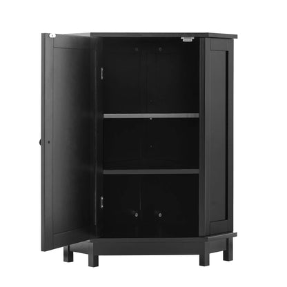 Bathroom triangle corner cabinet in black with adjustable shelf by Unique Piece Furniture on Tampa Home & Garden Store