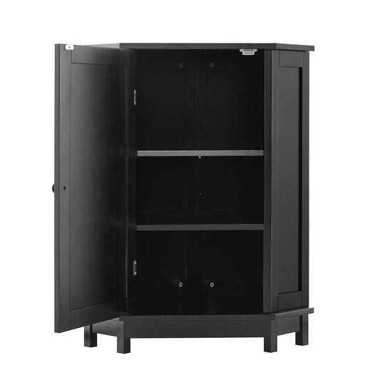 Bathroom triangle corner cabinet in black with adjustable shelf by Unique Piece Furniture on Tampa Home & Garden Store