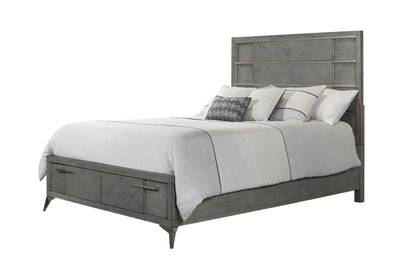 Storage Bed with Bookmatched Veneer and Drawers