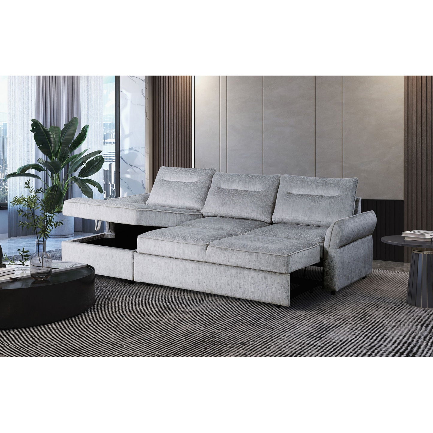 Montana Gray Contemporary Sofa Bed and Storage