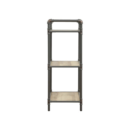 Itzel Bookshelf industrial pipe-frame etageres with light wood shelves, dark gray finish on Tampa Home & Garden Store