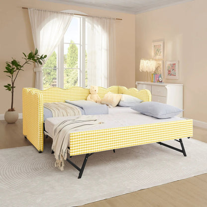 Gingham Daybed With USB Port and Wave Design
