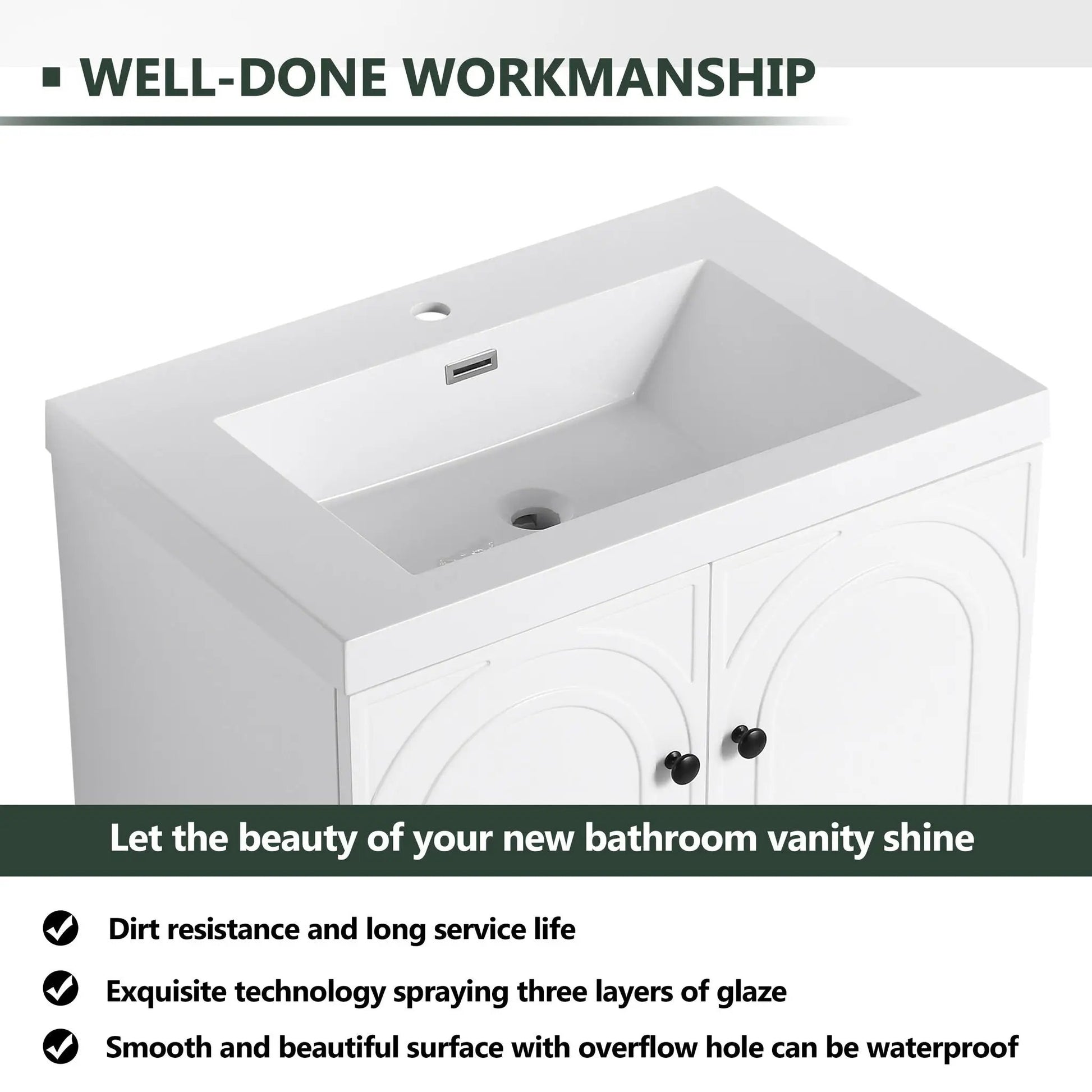 Contemporary bathroom vanity with resin sink, white, cabinet doors Unique Piece Furniture on Tampa Home & Garden Store