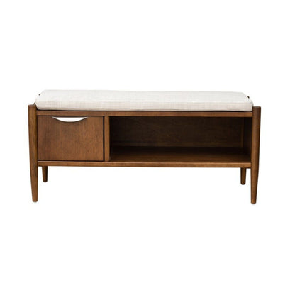 Accent bench with storage and upholstered cushion in walnut brown wood by HouseOfZazla on Tampa Home & Garden Store