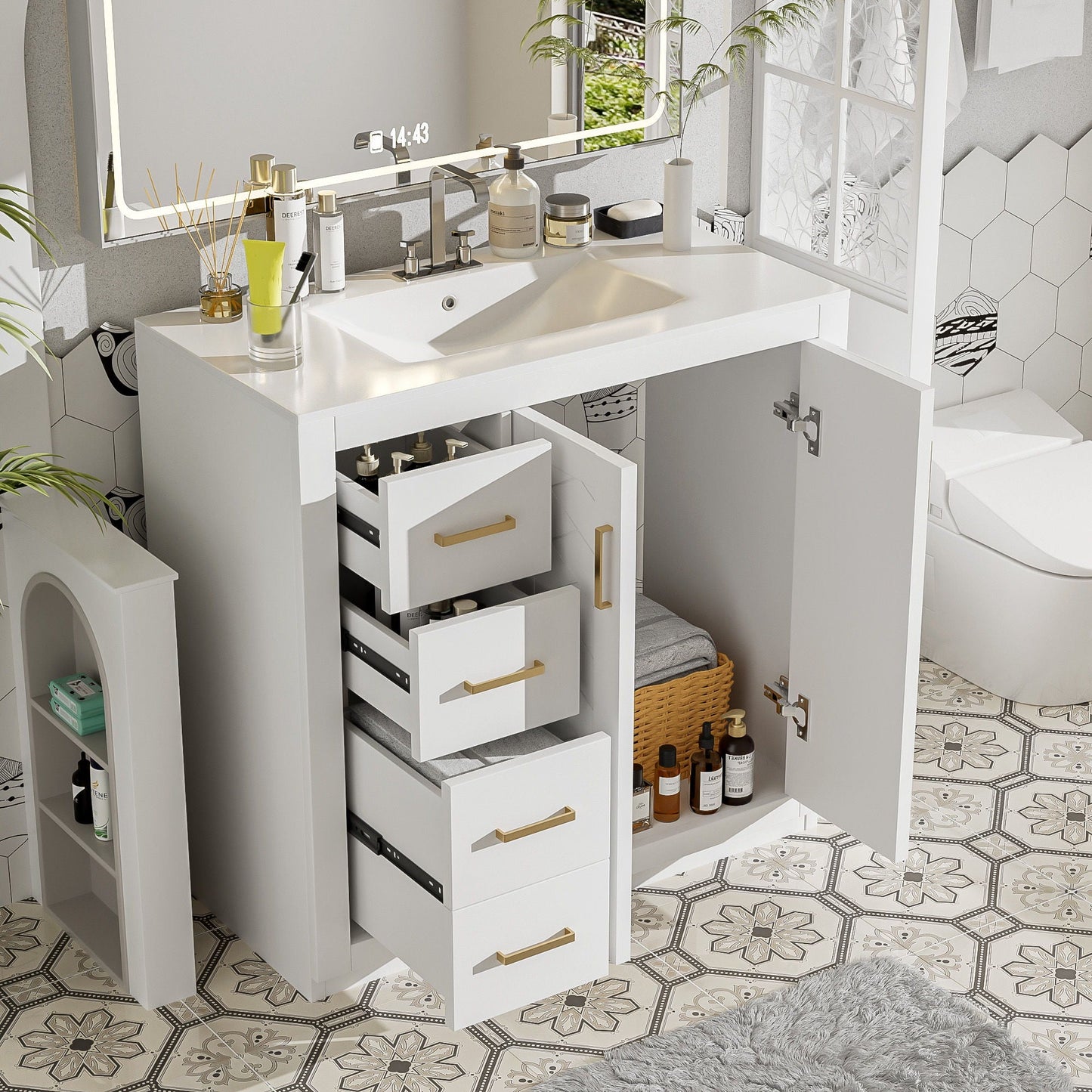 Bathroom Vanity With Sink and Storage Cabinet