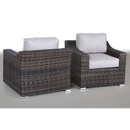 Modern patio chair set with brown wicker frames and gray cushions (2) HouseOfZazla on Tampa Home & Garden Store