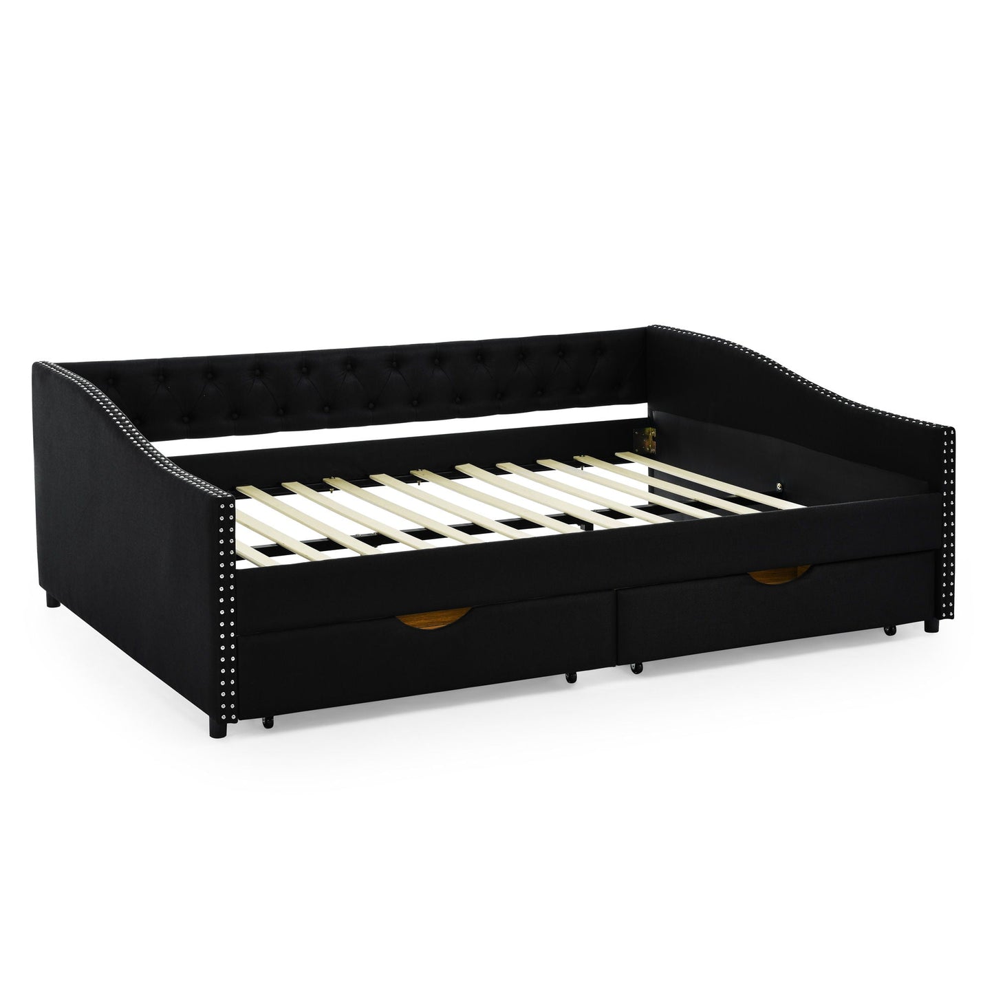 Upholstered Tufted Daybed with Storage Drawers